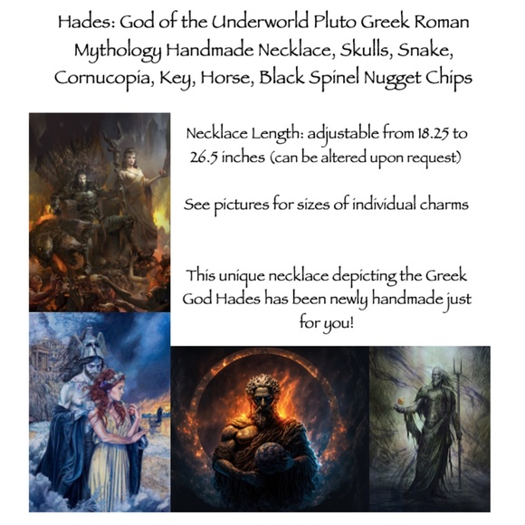 "Hades: God of the Underworld" Pluto Greek Roman Mythology Handmade Necklace - Picture 13 of 14